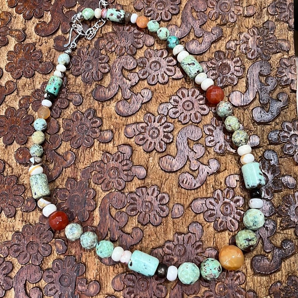 Jay King Chrysocolla and Sunstone Necklace